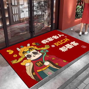 红色欢迎光临门口地垫商用门垫酒店迎宾地毯店铺进门室外防滑脚垫