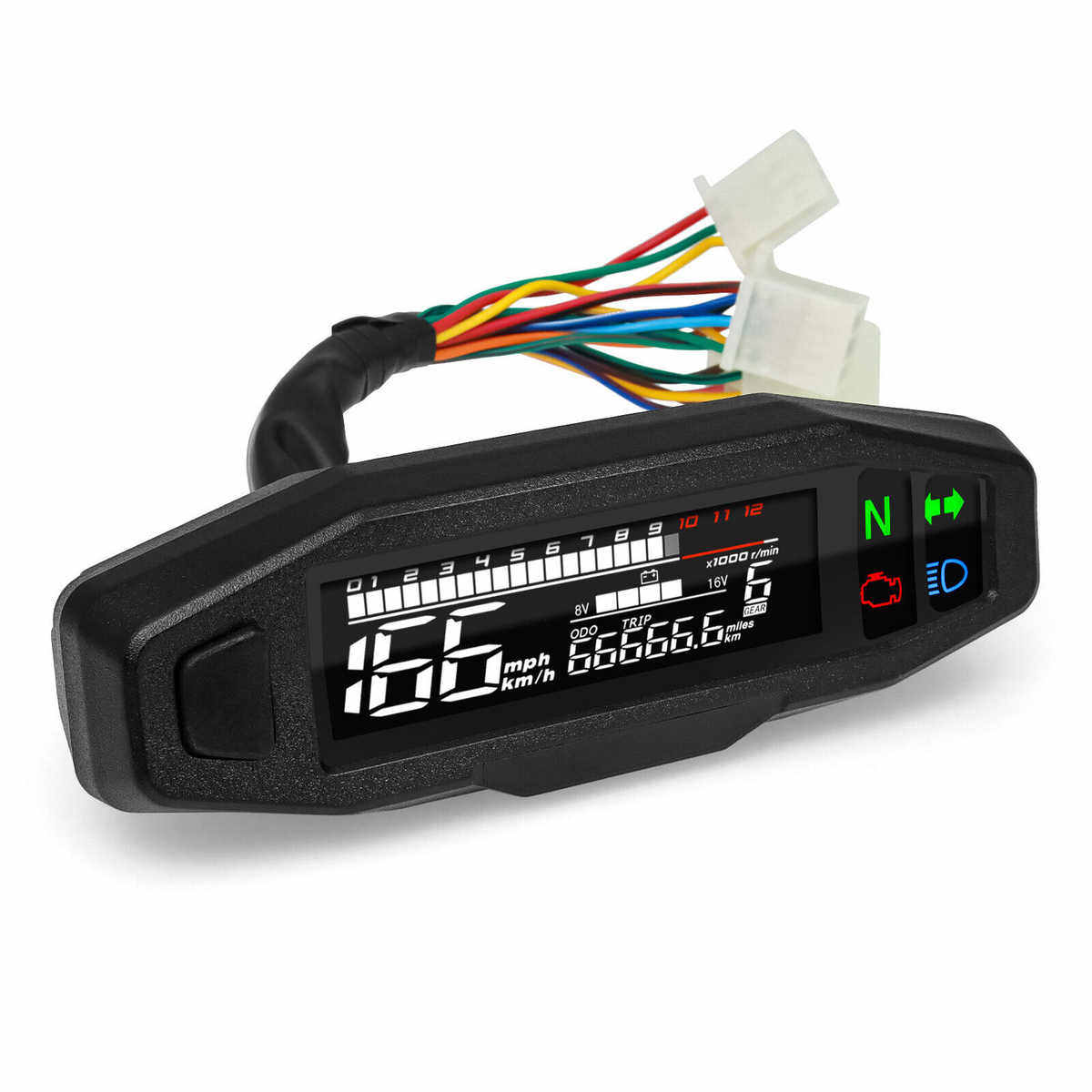 摩托车改装迷你化油器电喷通用液晶数字表速度转速表高清数字显示