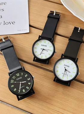 公职人员考试专用静音手表男女学生公务员无声音真皮带考公石英表