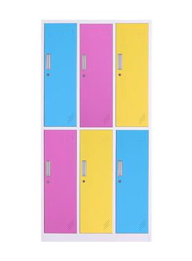 色衣更柜健员工铁皮柜身房浴室多彩门存包柜Hfd-688员工带锁二门