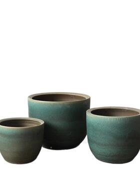 陶花盆大口径SAV阳台创意摆件粗复古寂侘风陶瓷花家坛居室内装饰