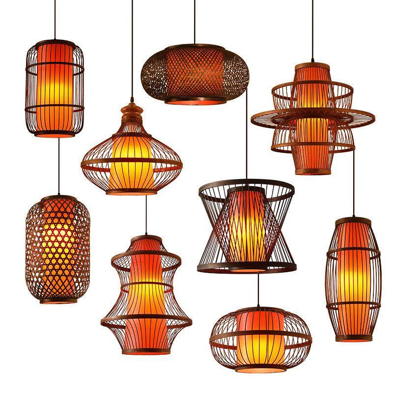 现中代式咖吊啡色竹编灯禅意茶室火饭店餐厅锅店古藤阁灯竹灯黑色,家装灯饰光源,智能吊灯,淘宝优惠券,粉丝福利购,淘宝优惠卷