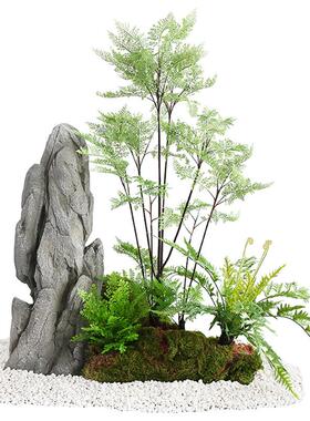 丝新QJM中式蕨侘寂风金猴头仿真绿植室内样盆栽植物盆景板间装饰