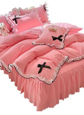 毛韩版亲磨花肤边蝶结蝴蕾丝花边床LLA50065罩四件套床裙三4件套