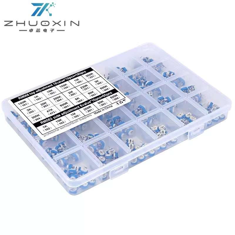 24种RM063立式/065卧式螺丝孔蓝白可调电阻电位器混装24*10=240只