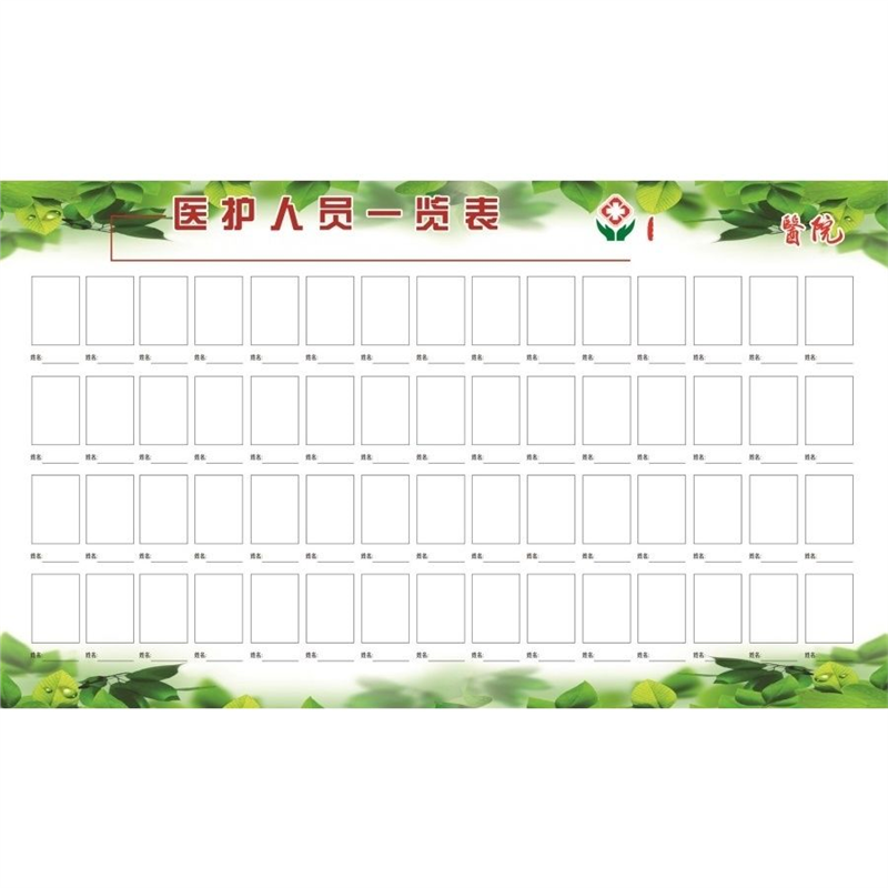 医务人员公示栏海报展板医务人员一览表墙贴纸KT板医务人员公示栏