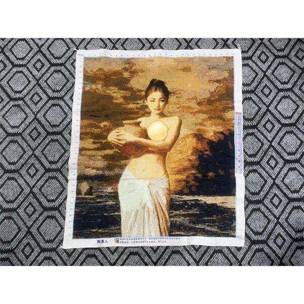 纯手工十字绣成品抱陶女人物陶罐美人艺术客厅挂画世界名画绣好的