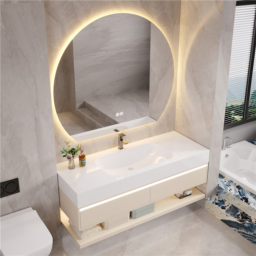 18mm多层实木柜体岩板无缝一体盆