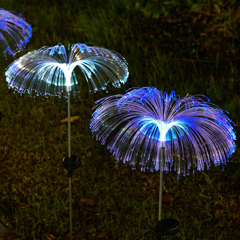 太阳能光纤水母灯地插草坪灯户外庭院花园氛围布置装饰防水小彩灯