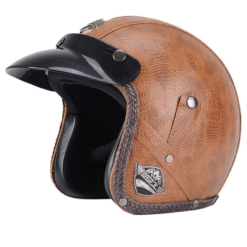 复古摩托车头盔男女冬季哈雷半盔机车皮盔灰四季踏板电动车安全帽,电动车/配件/交通工具,电动车头盔,淘宝优惠券,粉丝福利购,淘宝优惠卷