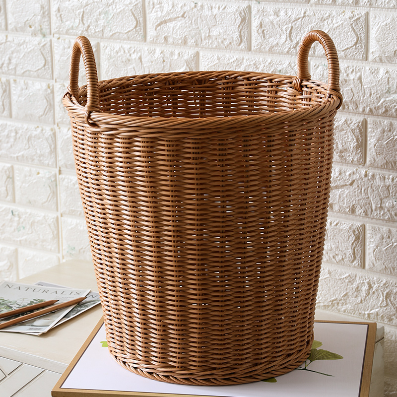 仿藤编脏衣篮圆形篓子 家用洗衣收纳筐洗衣桶 P酒店浴室塑料收纳