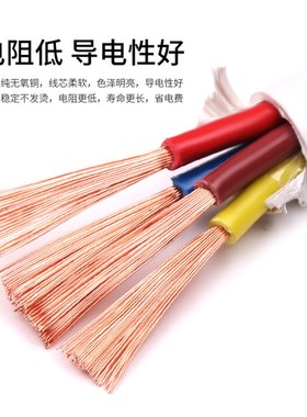 铜芯电缆线2芯3芯4芯RVV软护套线1 2.5 4平方电线监控电源线白色