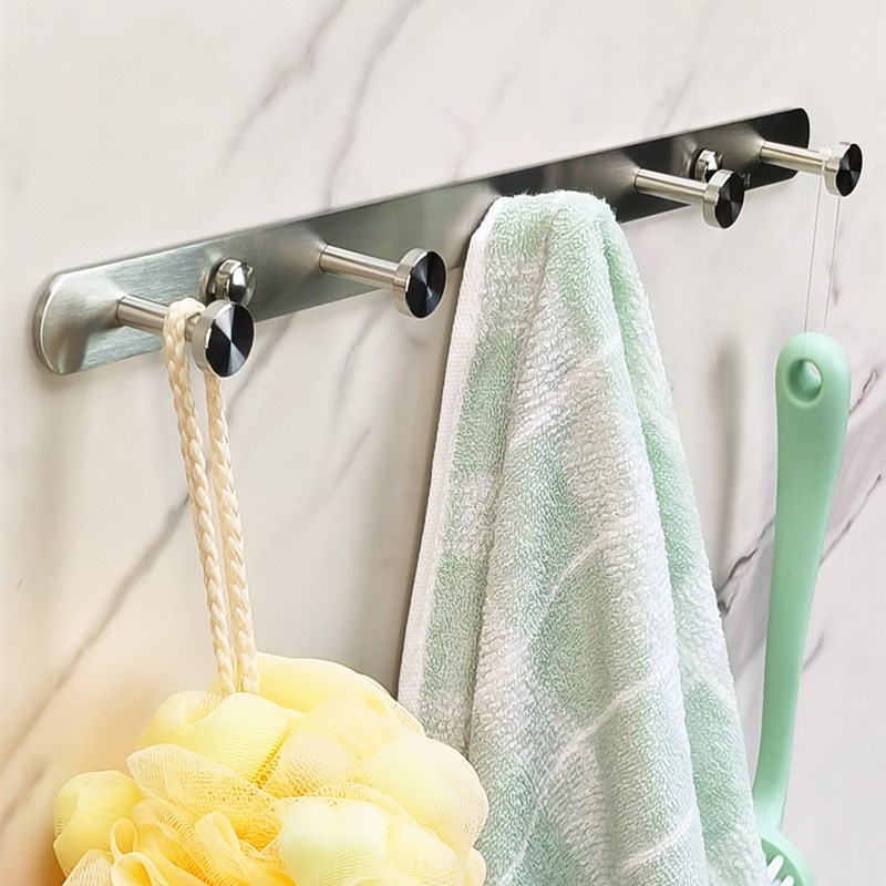 304不锈钢衣帽钩浴室毛巾挂钩玄关卫生间门后排钩挂衣架打孔衣钩