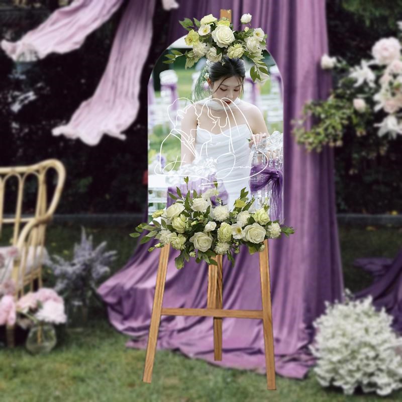 订婚宴桌卡布置装饰外景迎宾牌路引签到处创新P高雅打卡镜支持diy