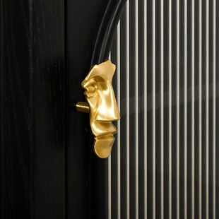 法式轻奢黄铜复古拉手抽屉橱柜衣柜门单孔创意人脸面金色小把手