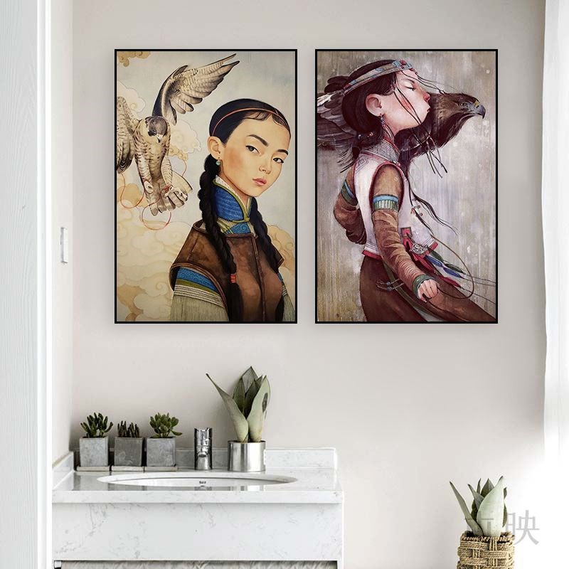 内蒙古少数民族装饰n画蒙古元素餐厅餐馆饭店挂画酒店民宿客栈壁