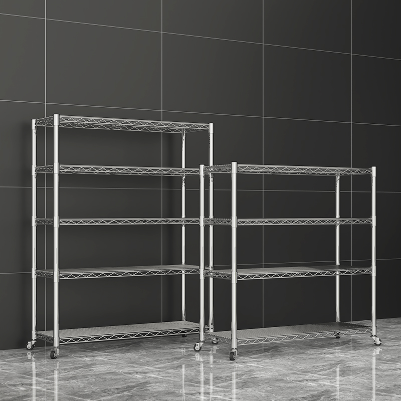 全不锈钢仓库货架带轮线网移动置物架家用物料架展U示架子阳台收