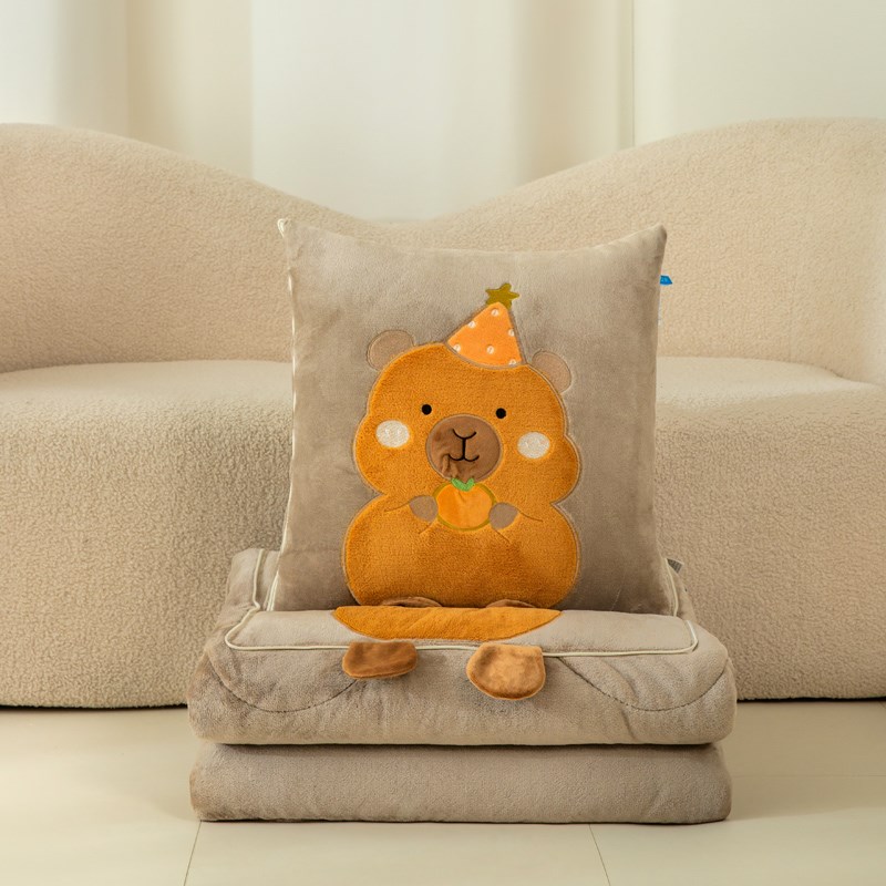 卡皮巴拉两用抱枕k被二合一靠垫枕头被午休汽车沙发办公室学生午