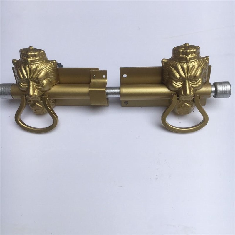 双扇门木门防盗锁仓库穿条锁农z村老式双开铁大门锁庭院狮头插销