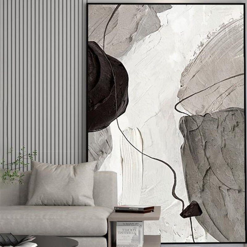 现代简约客厅装饰画黑白抽象极简风肌理沙发背景墙挂画玄关高级