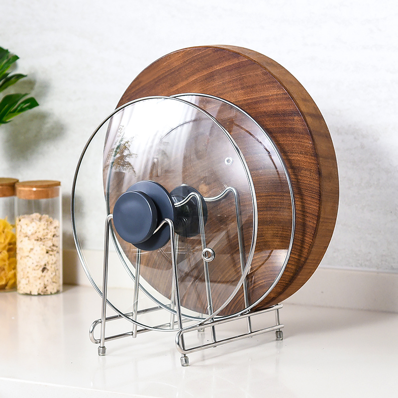 不锈钢砧板架锅盖架一体置物架锅盖放置器台面厨房放切菜板的架子