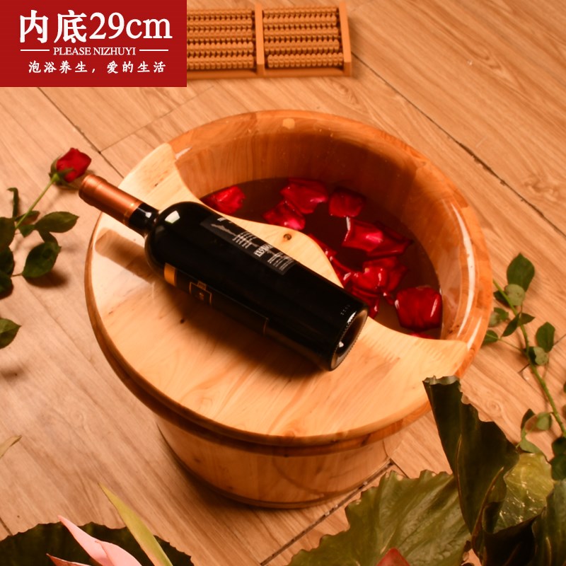 香柏木30cm高足疗洗脚木桶商用泡脚桶家用大尺寸洗脚盆双人足浴桶