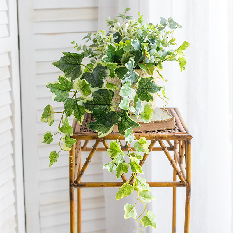 阿楹 玄关台面绿植造景假花仿真多肉常春藤盆栽电视柜装饰摆件小