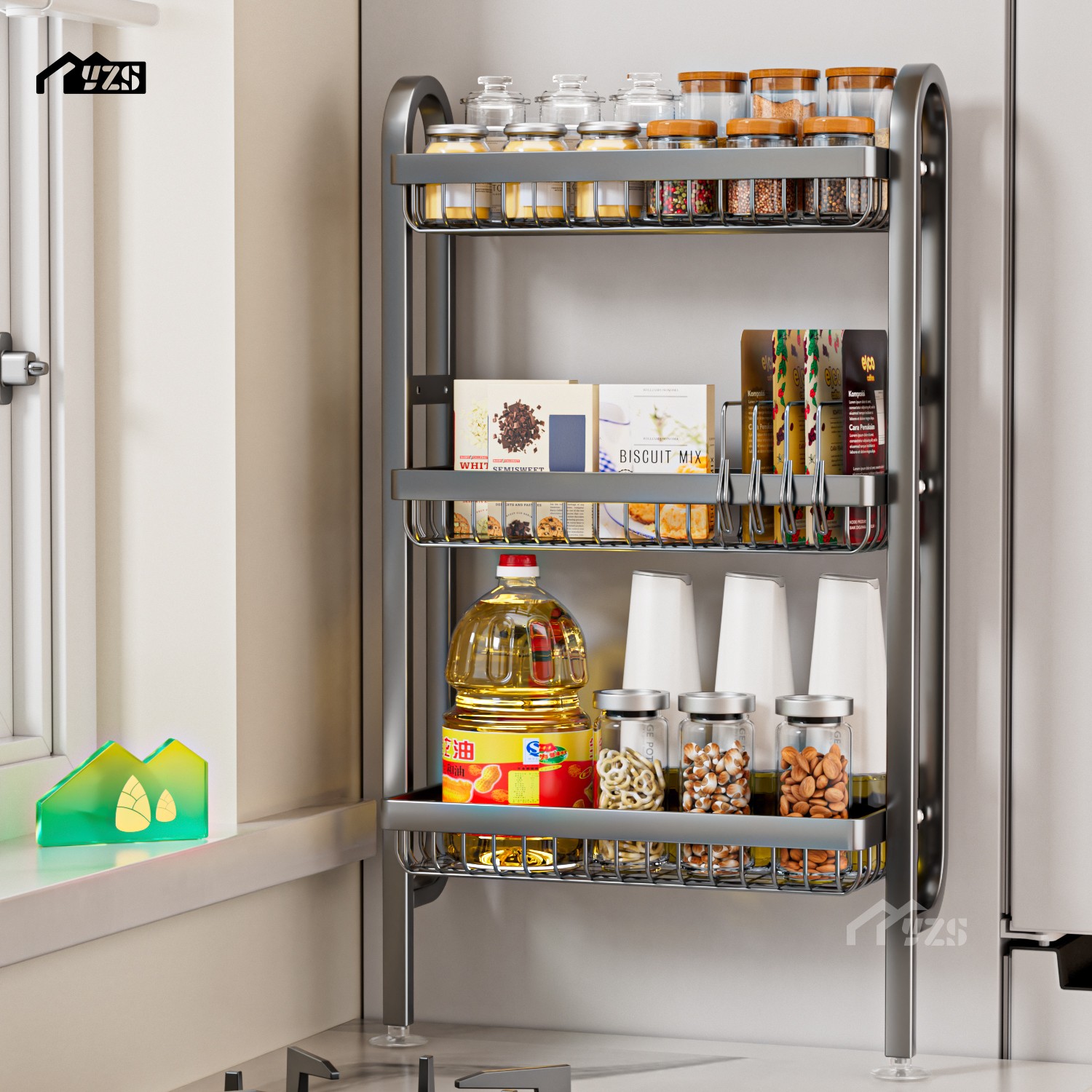 厨房调料置物架可调节壁挂