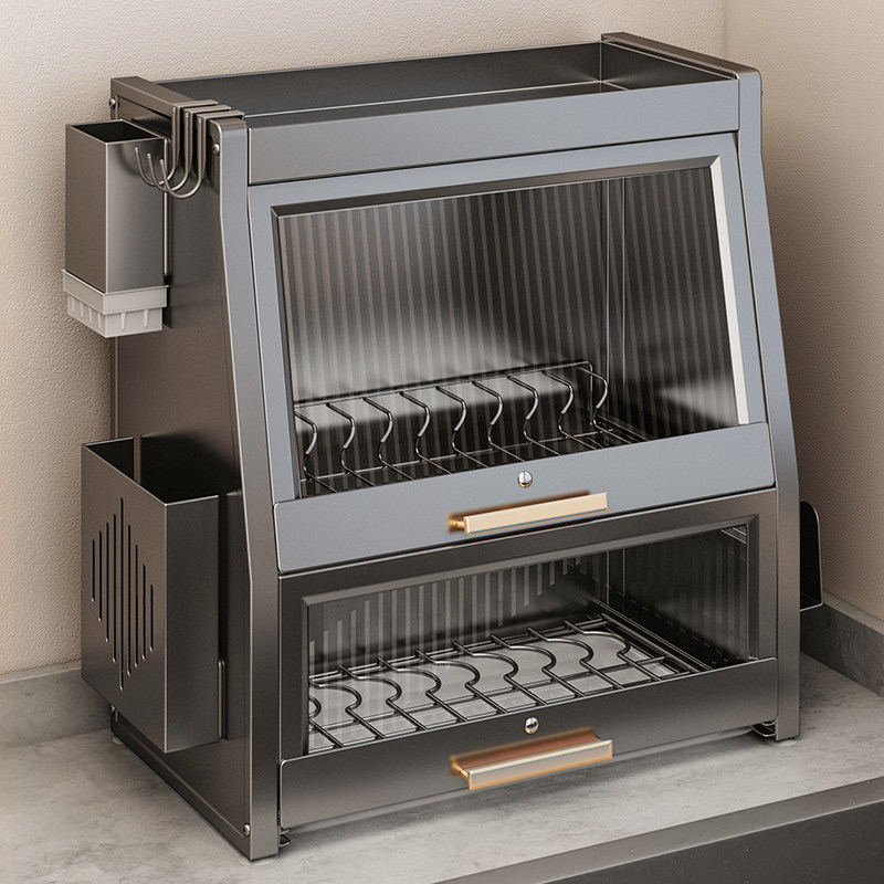 厨房碗碟收纳架家用多功能台面放盘筷收纳置物架带盖防尘沥水碗柜,厨房/烹饪用具,厨房置物架/置物柜/角架,淘宝优惠券,粉丝福利购,淘宝优惠卷