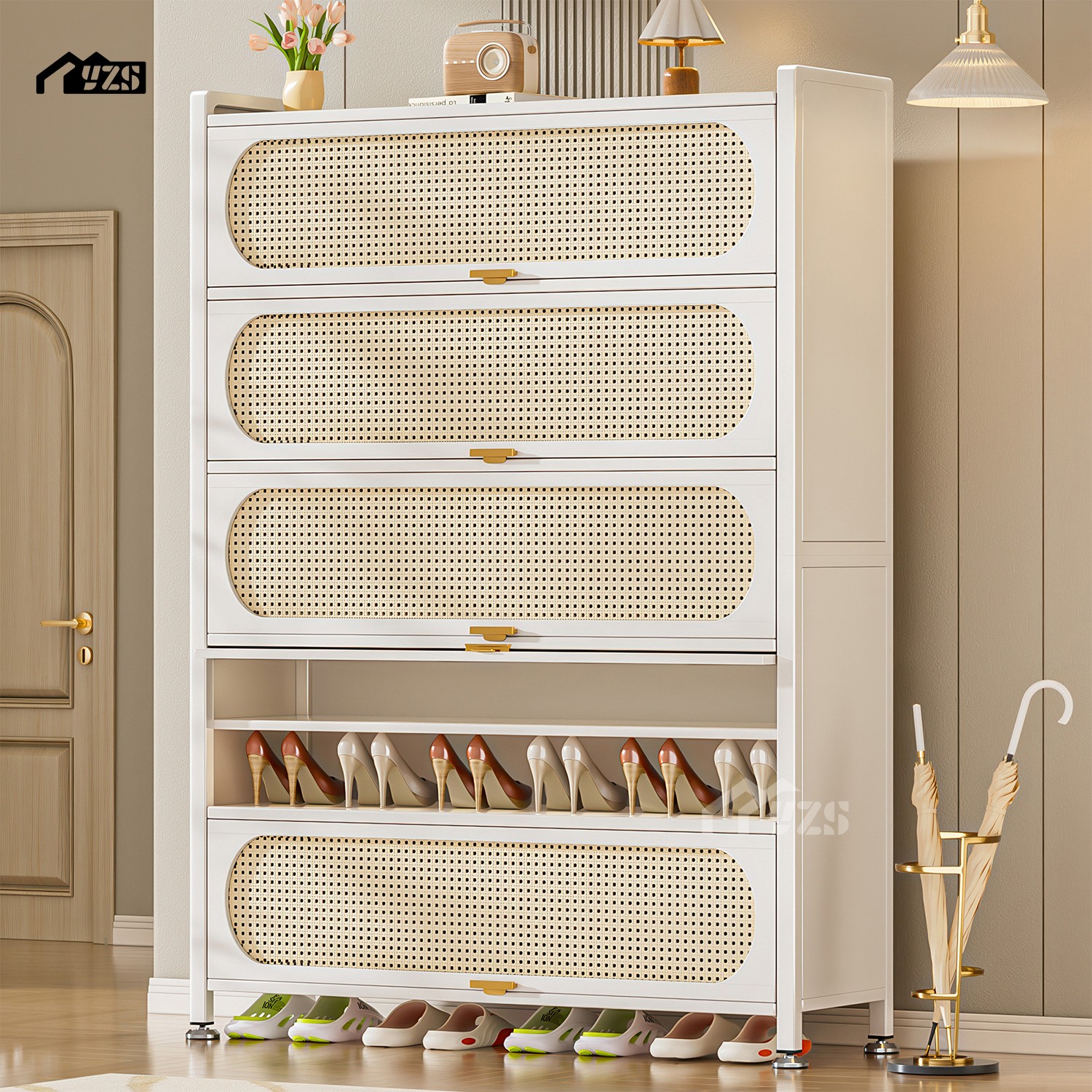 藤编鞋柜家用门口大容量入户储物