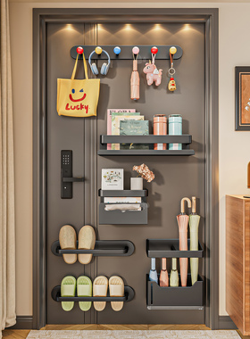 磁吸置物架壁挂入户门后玄关置物收纳钥匙挂钩拖鞋雨伞架磁铁套装