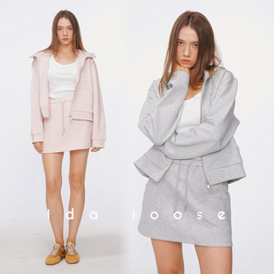 Ida loose摩卡空气层网球裙运动套装 休闲A字显瘦裙裤