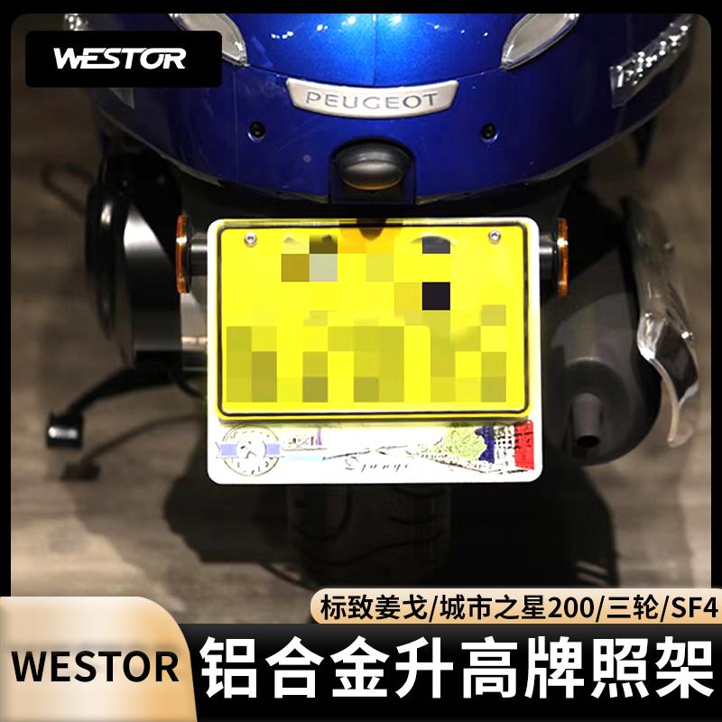 标致姜戈城市之星200/三轮/SF4改装牌照框铝合金车牌架后尾牌边框