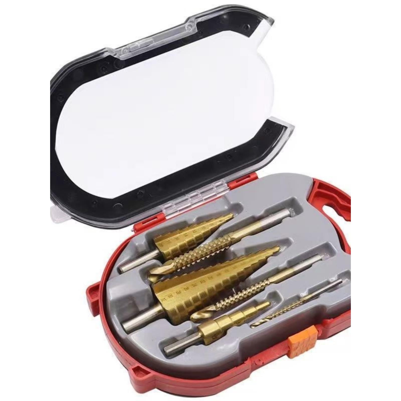 高速钢4241镀钛阶梯钻套装三角柄钻头6pcs宝塔钻木工拉槽锯钻组合