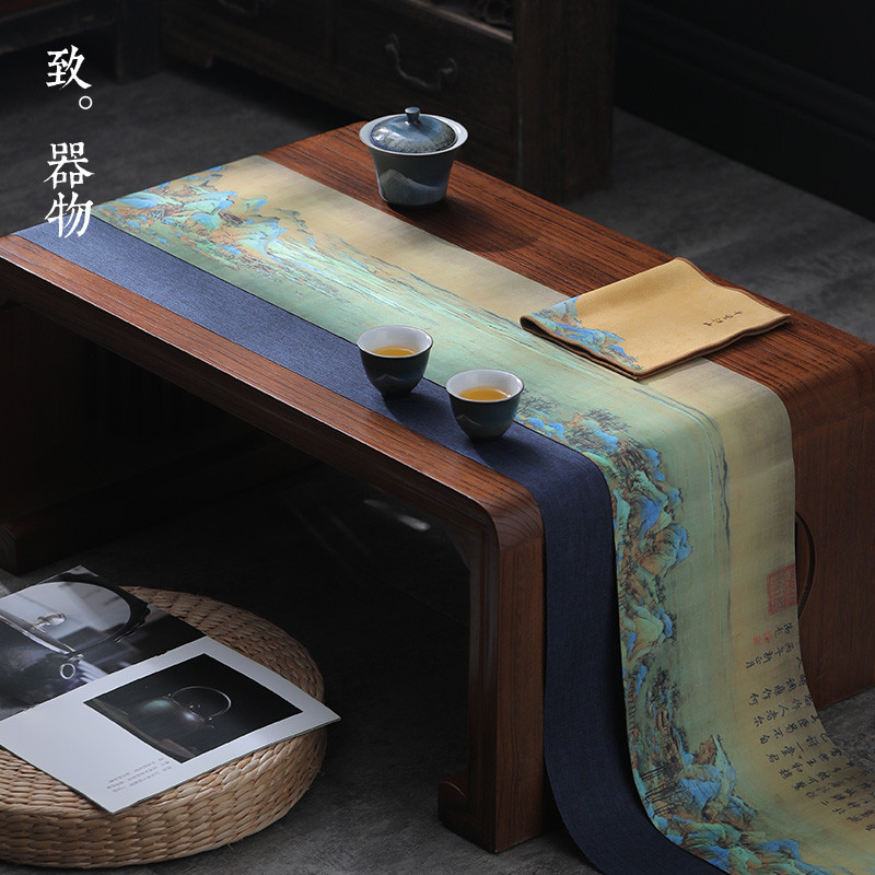 国风茶席新中式禅意桌布桌旗大号茶巾干泡席高端茶旗茶桌布艺防水