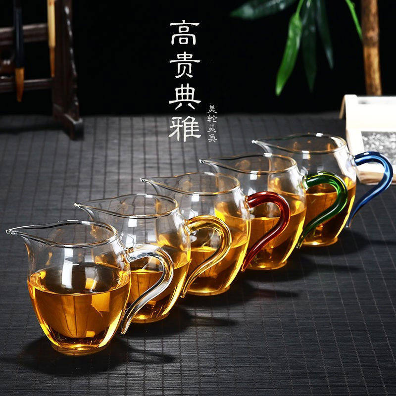 高硼硅玻璃公道杯茶海鹰嘴带把防烫分茶器耐热家用茶具配件匀茶杯