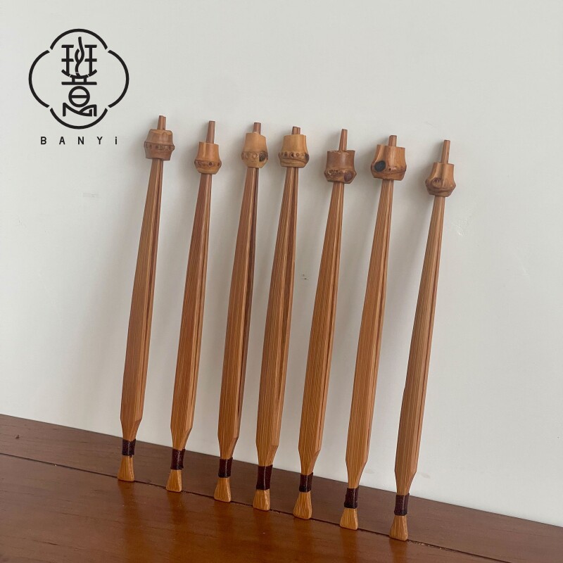 班意竹制防滑碳化刻纹茶夹茶道防烫夹子竹子镊子功夫茶具竹夹