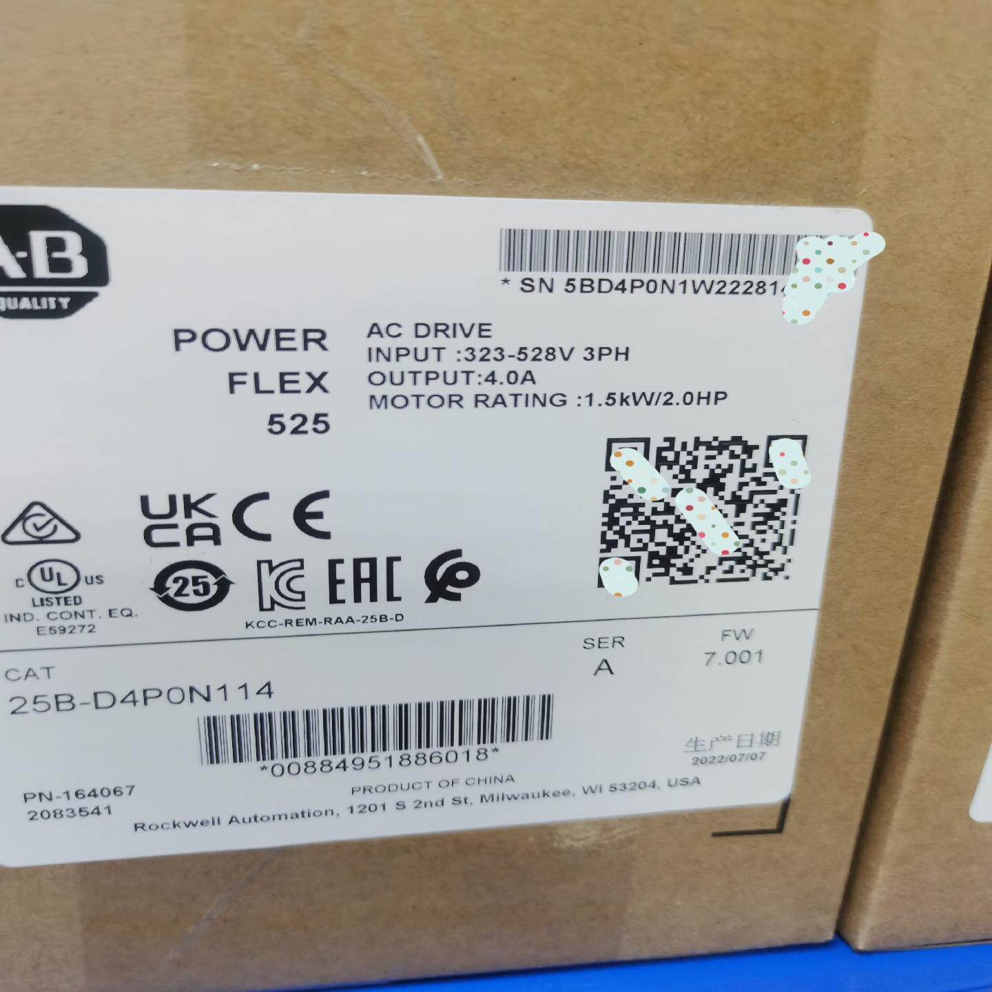 【顺庆】25B-D4P0N114 AB 罗克韦尔 变频器 全新原装正【议价】