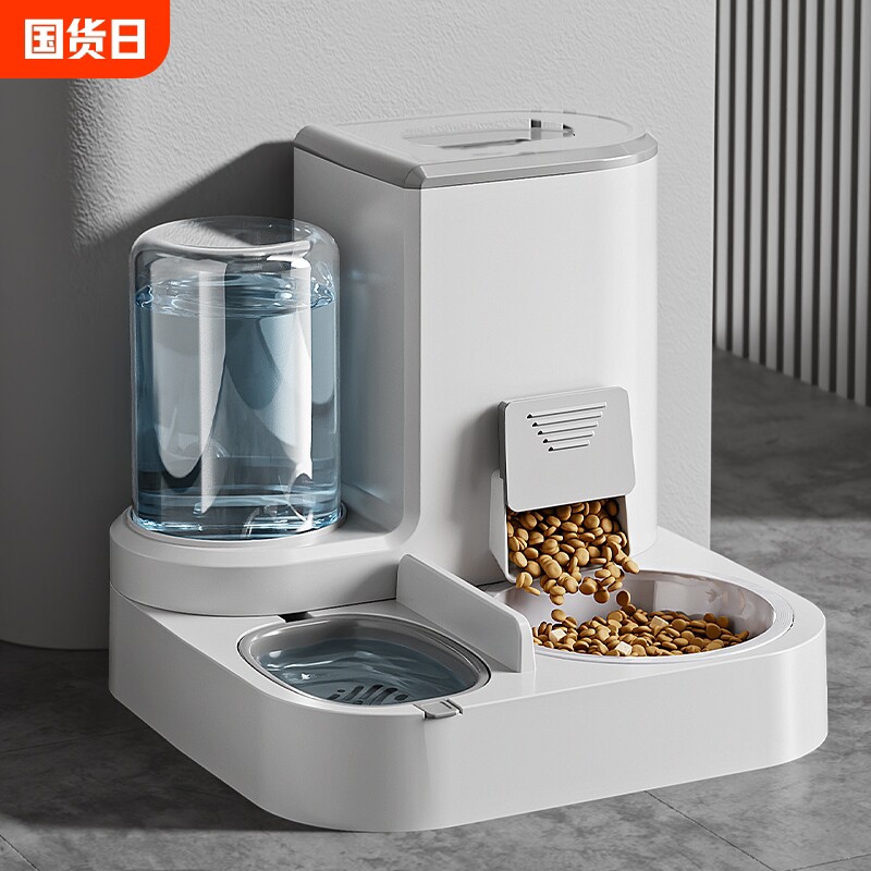 猫碗狗碗自动喂食器喂水一体猫食盆猫粮双碗饮水保护颈椎宠物用