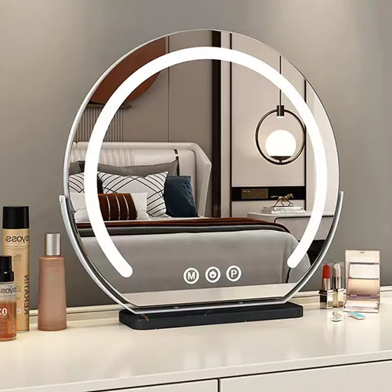 化妆镜台式桌面家用卧室可旋转LED智能高端带灯旋转网红梳妆