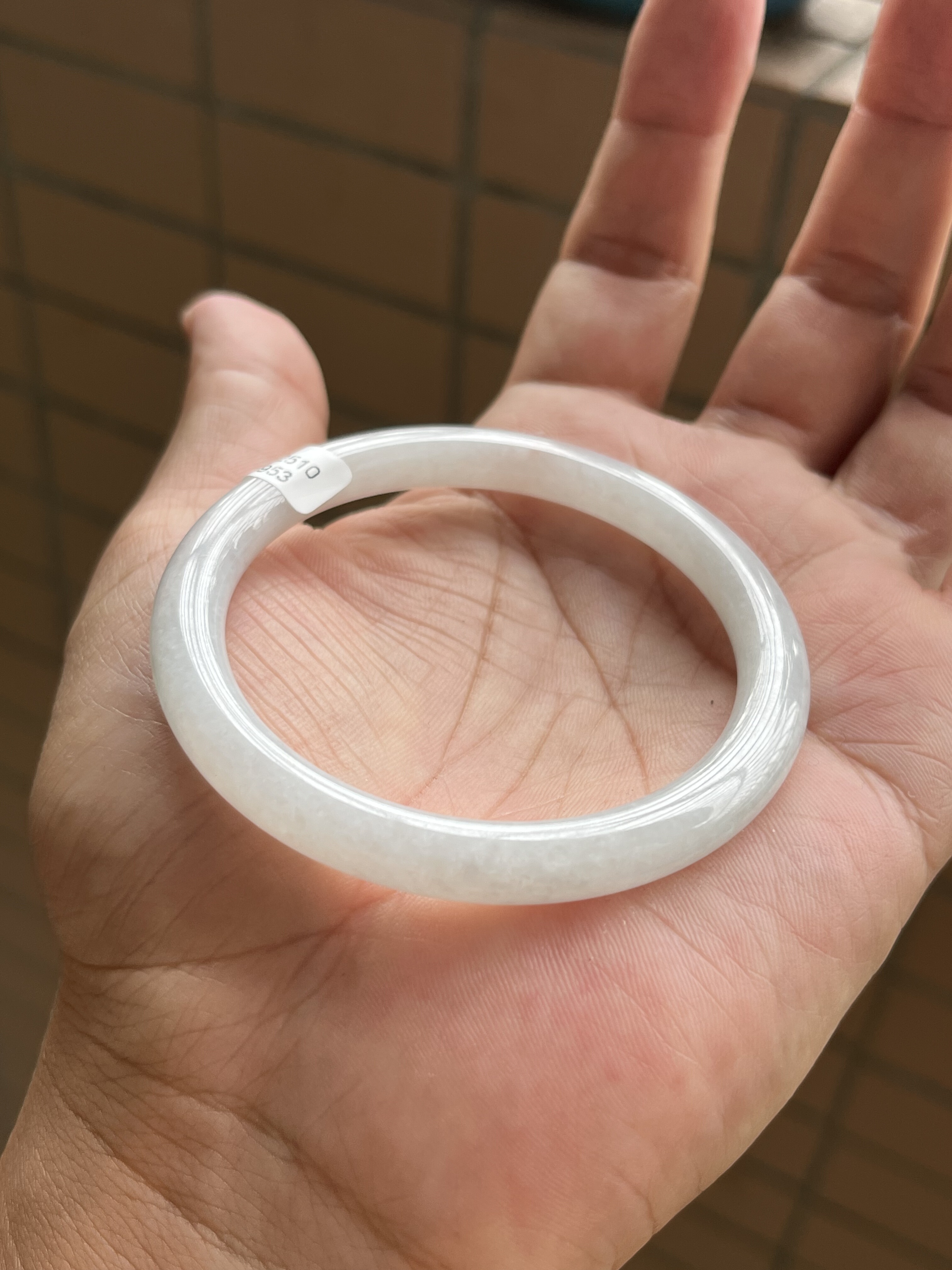 1029-0953天然A货翡翠叮当54-7-7冰透白月光白冰水润冰透干净无裂