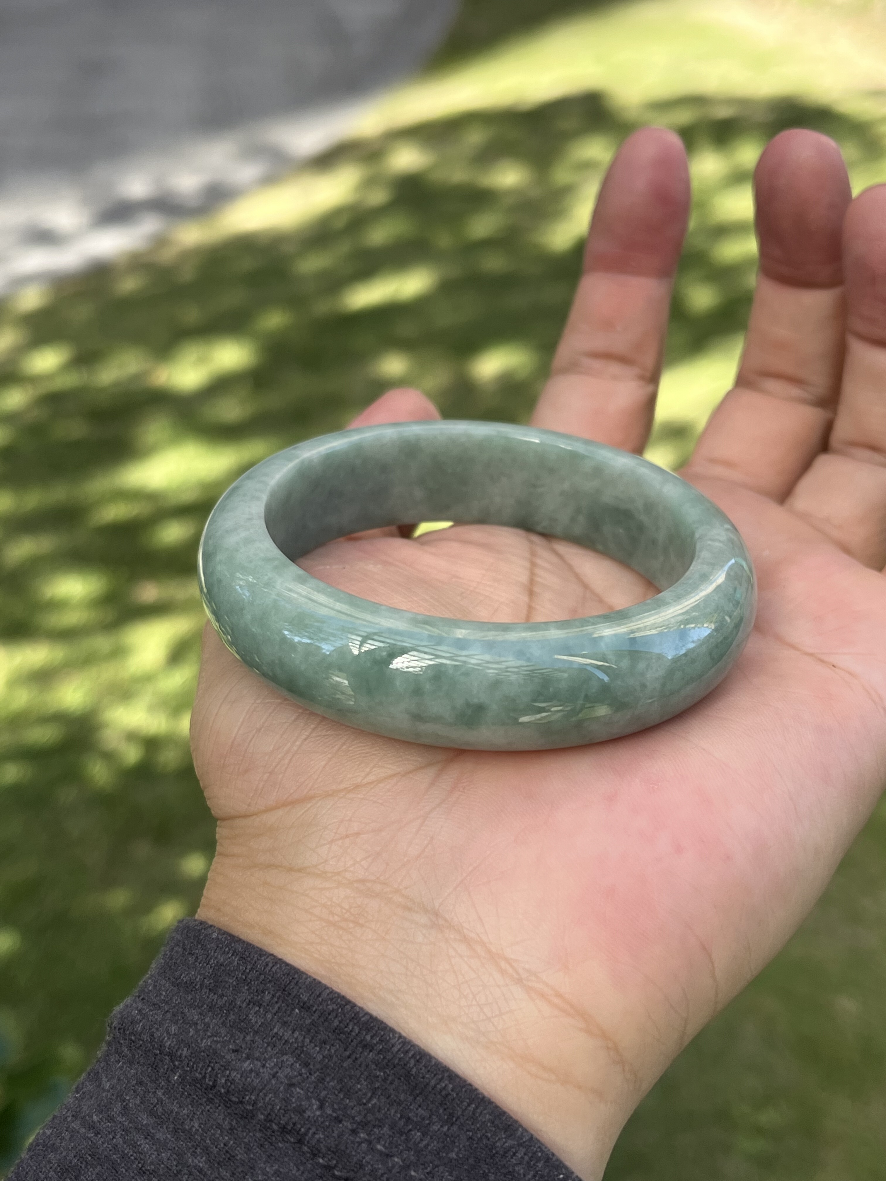 1110-0184天然A货翡翠轮胎56.6-16-9满绿宽版干净有纹