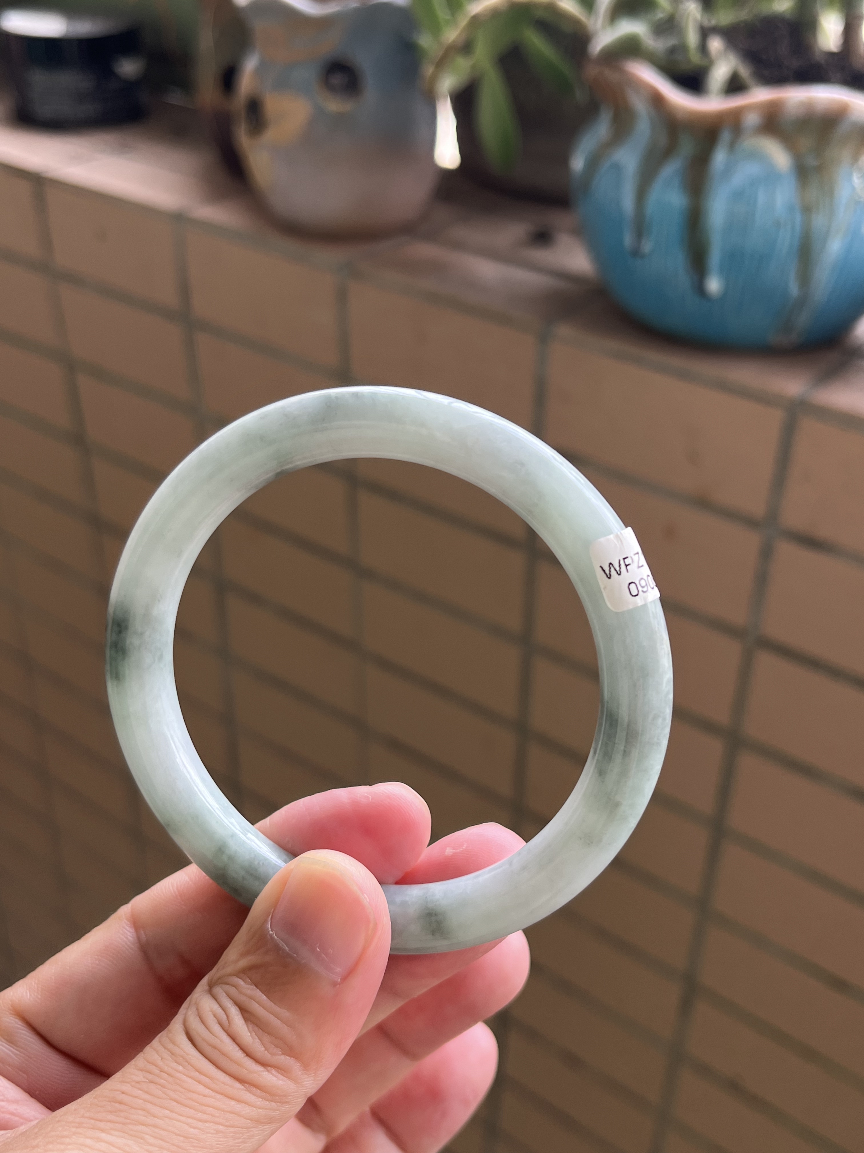 0909-0864天然A货翡翠圆条58-8美人条带点乌鸡水润无裂