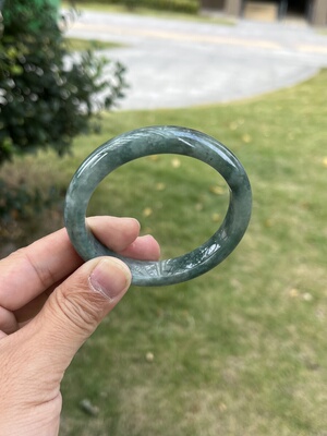 1025-0819天然A货翡翠55.6-12-8满色油青蓝水有纹