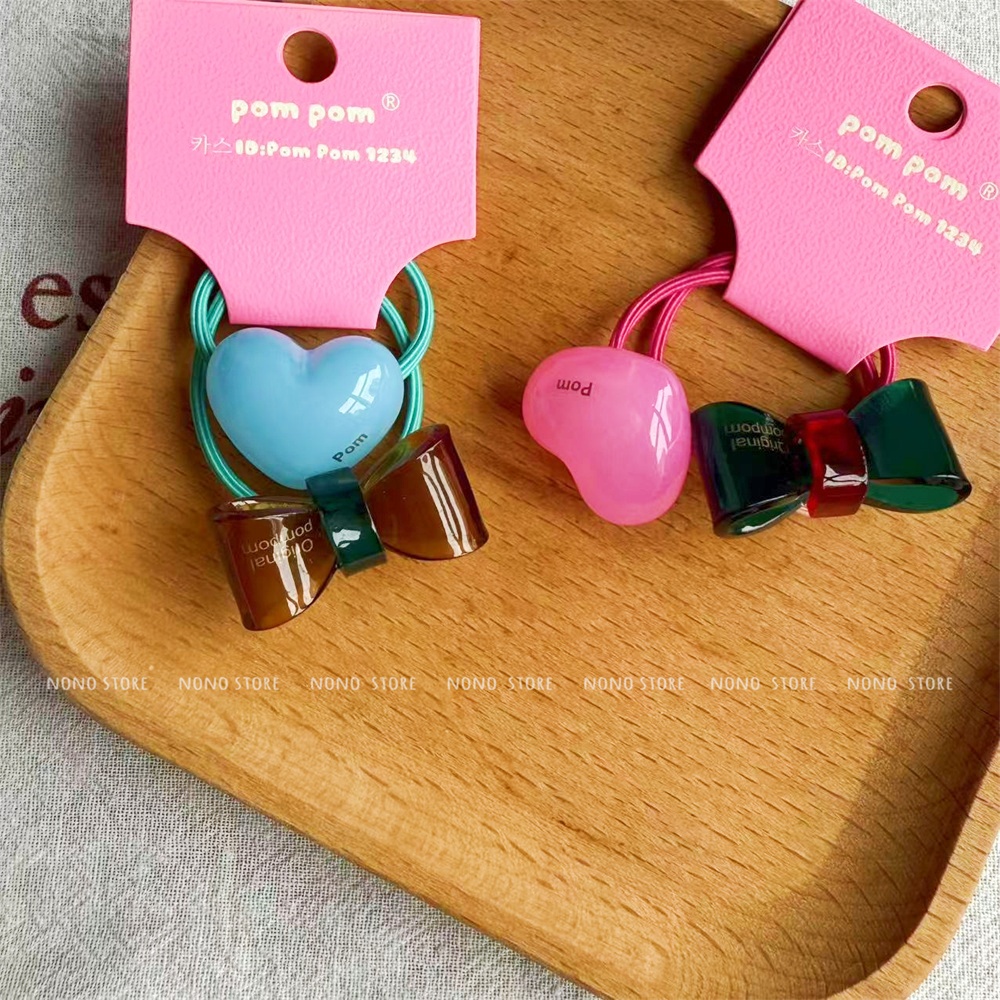 【现货包邮】PomPom韩国进口发饰女童透色蝴蝶结皮筋爱心发圈头绳