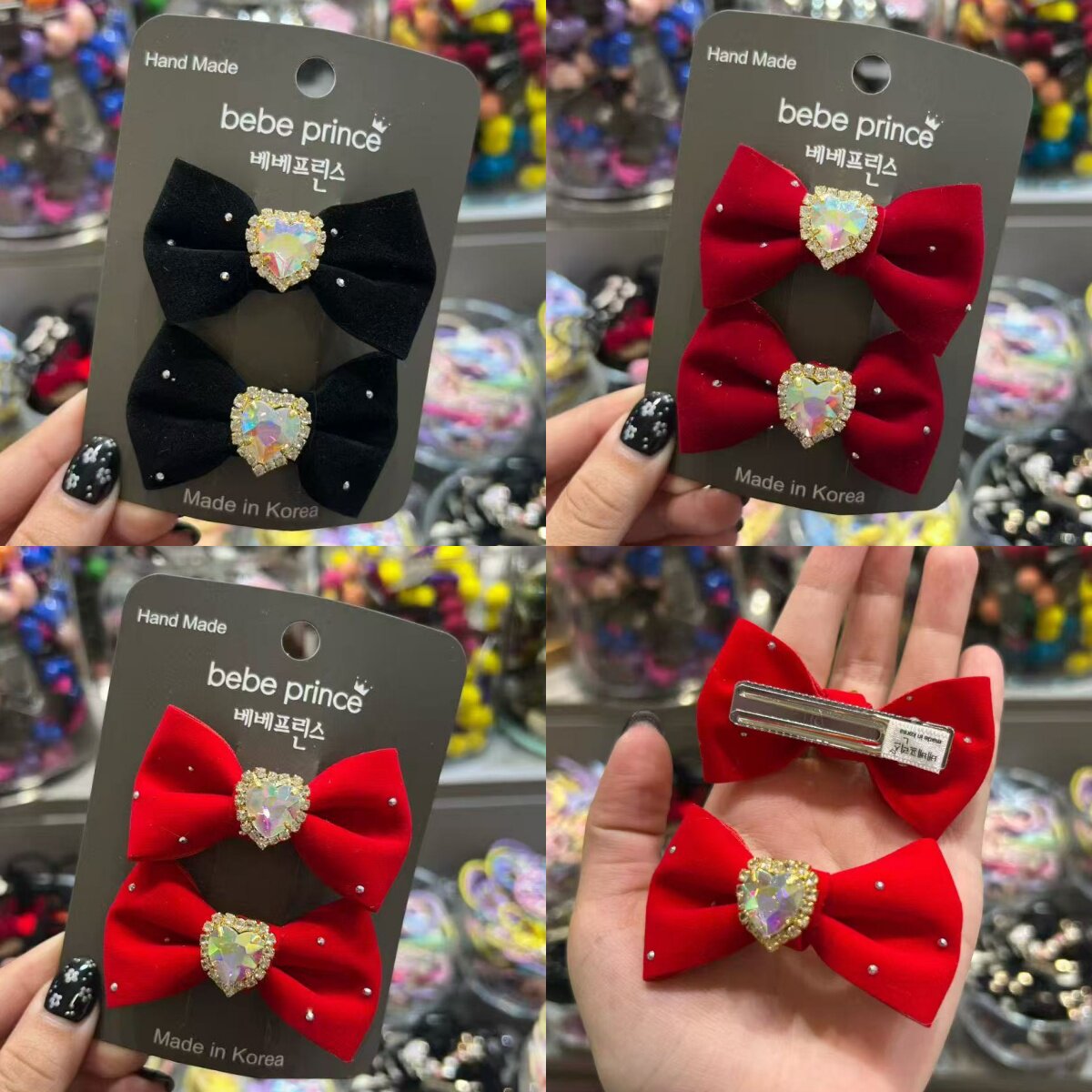 现货~BebePrince韩国进口头饰新年红色蝴蝶结爱心钻鸭嘴夹发夹,童装/婴儿装/亲子装,发饰,淘宝优惠券,粉丝福利购,淘宝优惠卷