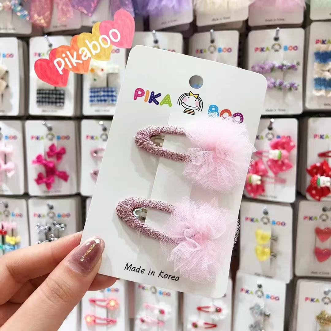 【现货】Pikaboo韩国进口儿童发饰网纱球球银线BB夹刘海夹边夹