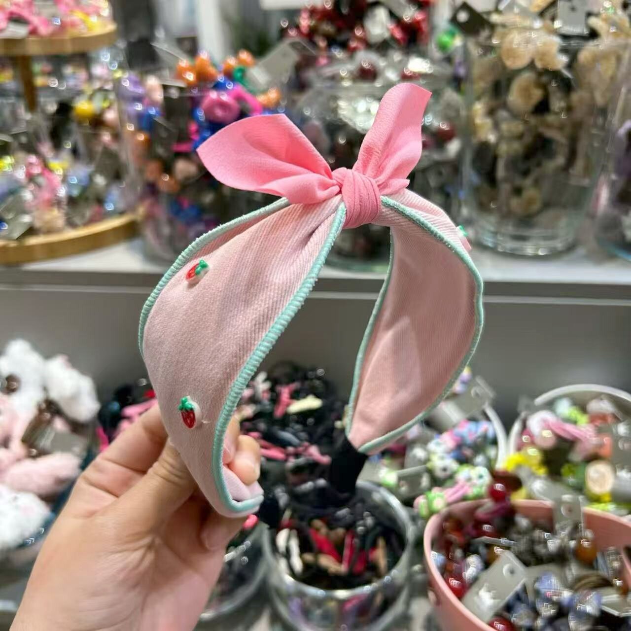 BebePrince韩国进口儿童头饰可爱打结蝴蝶结草莓宽版布艺发箍发卡