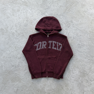Corteiz 连帽拉链针织男女宽松 college knit zip hoodie时尚外套
