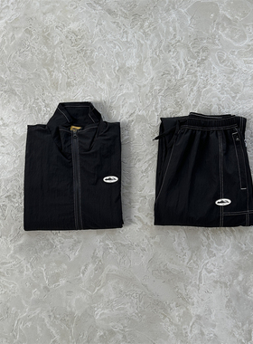 Corteiz 新款秋季双边白刺绣梭织黑色外套卫裤套装男女休闲高质量